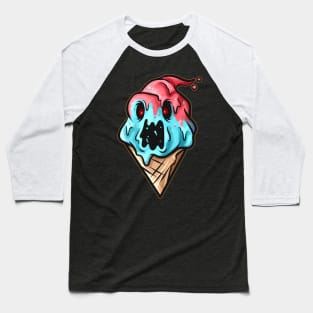 Scary Monster Zombie Demon Soft Ice Cream Cone Halloween Baseball T-Shirt